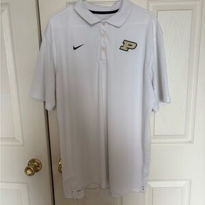 Nike White Polo Shirt with Black and Gold PURDUE Logo